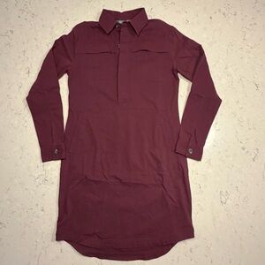 Title Nine Wren Utility Shirt Dress Burgundy XS